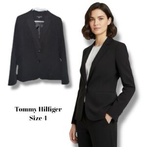 Tommy Hilfiger Blazer Classic Tailored Black Suit Jacket Women's Size 4P Petite